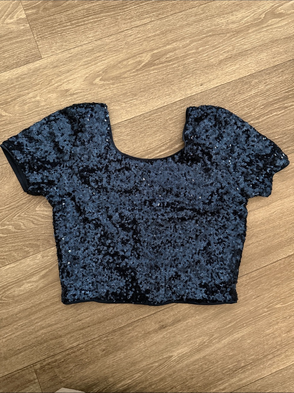 Forever 21 Black Sequin Scoop-Neck Crop Top